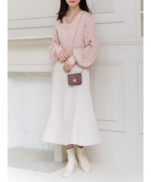 SLURR（スラ―）の「ベルト付透かしパフスリーブカーディガン（カーディガン/ボレロ・レディース・ピンク/アイボリー/ブルー系その他7・FREE）」の14枚目の写真