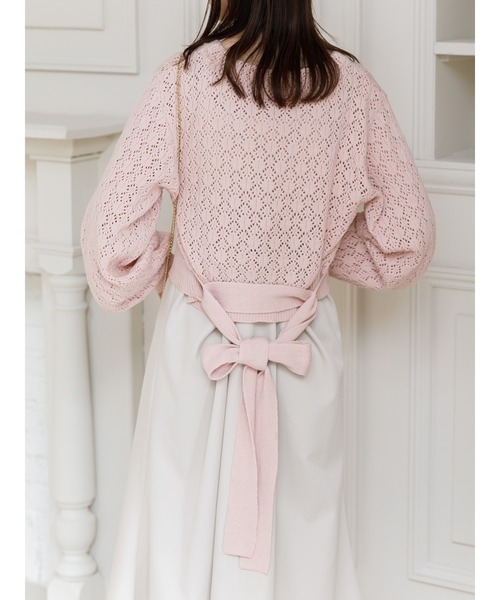 SLURR（スラ―）の「ベルト付透かしパフスリーブカーディガン（カーディガン/ボレロ・レディース・ピンク/アイボリー/ブルー系その他7・FREE）」の13枚目の写真