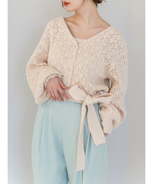SLURR（スラ―）の「ベルト付透かしパフスリーブカーディガン（カーディガン/ボレロ・レディース・ピンク/アイボリー/ブルー系その他7・FREE）」の18枚目の写真