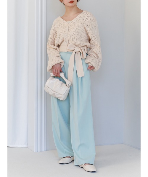 SLURR（スラ―）の「ベルト付透かしパフスリーブカーディガン（カーディガン/ボレロ・レディース・ピンク/アイボリー/ブルー系その他7・FREE）」の19枚目の写真