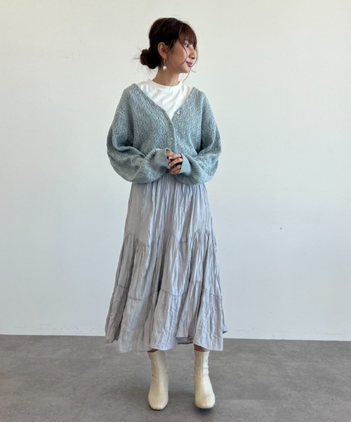 SLURR（スラ―）の「ベルト付透かしパフスリーブカーディガン（カーディガン/ボレロ・レディース・ピンク/アイボリー/ブルー系その他7・FREE）」の22枚目の写真