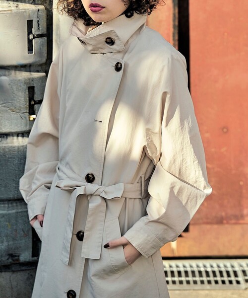 PUBLUX（パブリュクス）の「【PUBLUX/パブリュクス】 2WAYトレンチコート　スタンドカラー（トレンチコート・レディース・ベージュ/サンドベージュ/ブラック・ﾌﾘ-）」の20枚目の写真