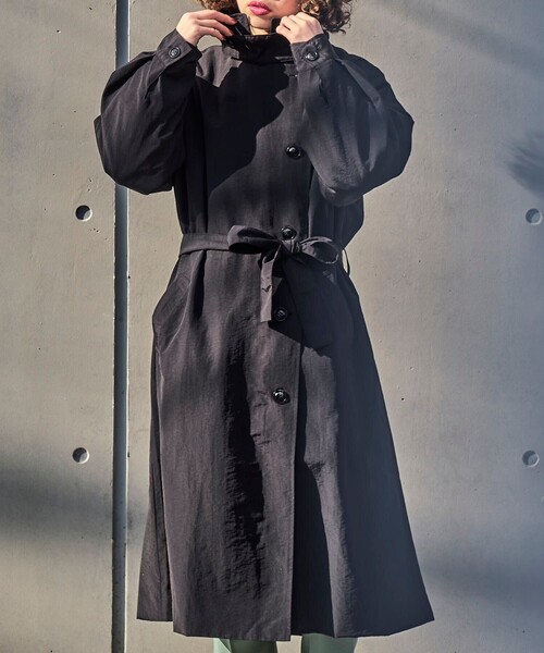 PUBLUX（パブリュクス）の「【PUBLUX/パブリュクス】 2WAYトレンチコート　スタンドカラー（トレンチコート・レディース・ベージュ/サンドベージュ/ブラック・ﾌﾘ-）」の4枚目の写真