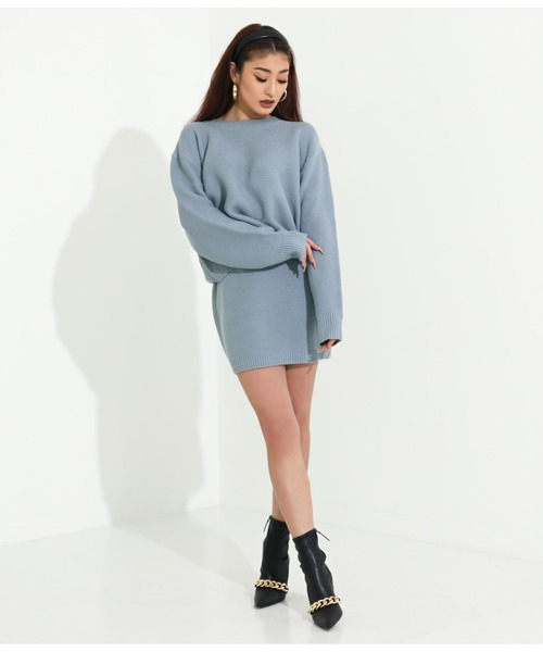 LATINA（ラティーナ）の「ガーター編みスカート（スカート・レディース・サックスブルー/アイボリー・FREE）」の8枚目の写真