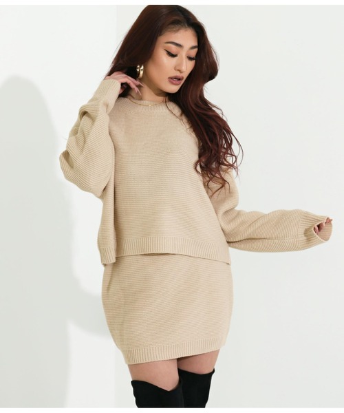 LATINA（ラティーナ）の「ガーター編みスカート（スカート・レディース・サックスブルー/アイボリー・FREE）」の18枚目の写真