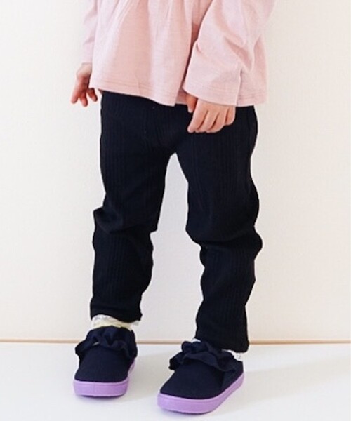 SHOO・LA・RUE（シューラルー）の「◆【90-130cm】ランダムテレコ裾レースレギンス（その他パンツ・キッズ・ブラック/ブラウン系その他・11/10/12/13/09）」の9枚目の写真