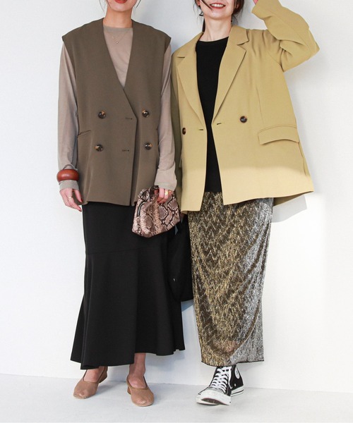 feepur（フェピュール）の「《セットアップ対応》ダブルテーラードジャケット（テーラードジャケット・レディース・ライトカーキ/モカ/アイボリー/ブラック・MEDIUM）」の18枚目の写真