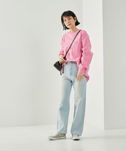 FREAK'S STORE（フリークスストア）の「BIGポケロンTEE(ポケットロングスリーブTシャツ)（Tシャツ/カットソー・レディース・ブラック/ベージュ/ピンク系その他/グリーン/オフホワイト・ﾌﾘ-）」の14枚目の写真