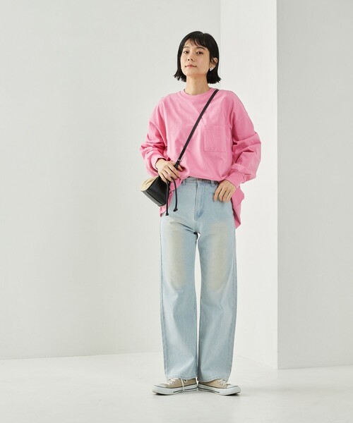 FREAK'S STORE（フリークスストア）の「BIGポケロンTEE(ポケットロングスリーブTシャツ)（Tシャツ/カットソー・レディース・ブラック/ベージュ/ピンク系その他/グリーン/オフホワイト・ﾌﾘ-）」の9枚目の写真