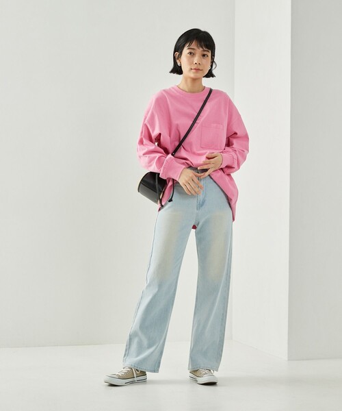 FREAK'S STORE（フリークスストア）の「BIGポケロンTEE(ポケットロングスリーブTシャツ)（Tシャツ/カットソー・レディース・ブラック/ベージュ/ピンク系その他/グリーン/オフホワイト・ﾌﾘ-）」の8枚目の写真