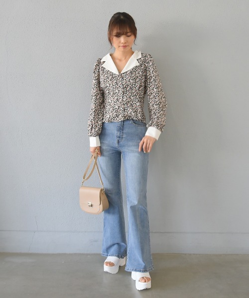 sango(sango)の「ジョーゼット小花柄開襟ブラウス(シャツ/ブラウス・レディース・ブラック/グリーン/アイボリー・FREE)」の22枚目の写真