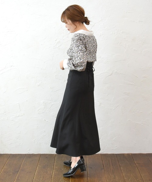 sango(sango)の「ジョーゼット小花柄開襟ブラウス(シャツ/ブラウス・レディース・ブラック/グリーン/アイボリー・FREE)」の14枚目の写真