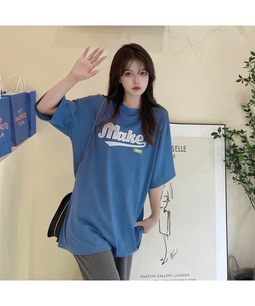 DEVICE(デバイス)の「韓国風 ビックフロント刺繍ロゴ Tシャツ(Tシャツ/カットソー・メンズ・ブラック/ブルー・FREE)」の10枚目の写真