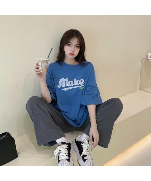 DEVICE(デバイス)の「韓国風 ビックフロント刺繍ロゴ Tシャツ(Tシャツ/カットソー・メンズ・ブラック/ブルー・FREE)」の8枚目の写真