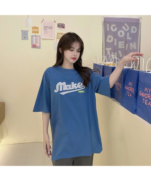 DEVICE(デバイス)の「韓国風 ビックフロント刺繍ロゴ Tシャツ(Tシャツ/カットソー・メンズ・ブラック/ブルー・FREE)」の11枚目の写真