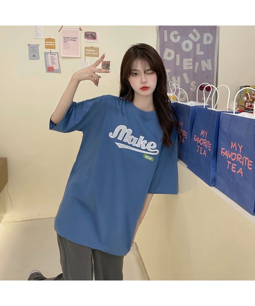 DEVICE(デバイス)の「韓国風 ビックフロント刺繍ロゴ Tシャツ(Tシャツ/カットソー・メンズ・ブラック/ブルー・FREE)」の9枚目の写真