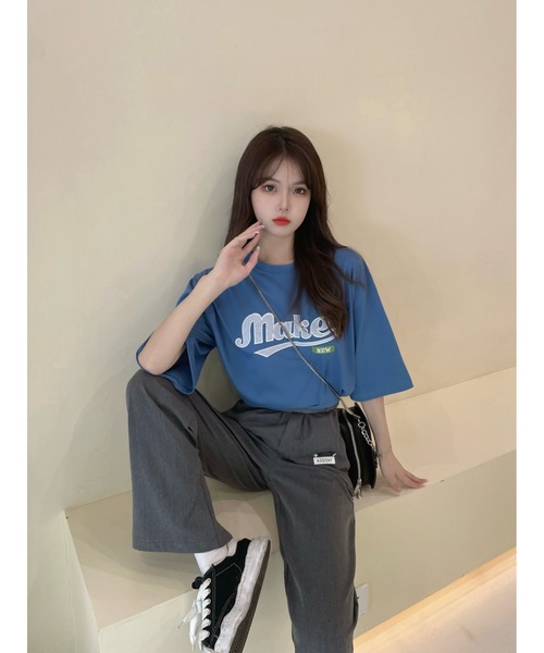 DEVICE(デバイス)の「韓国風 ビックフロント刺繍ロゴ Tシャツ(Tシャツ/カットソー・メンズ・ブラック/ブルー・FREE)」の14枚目の写真