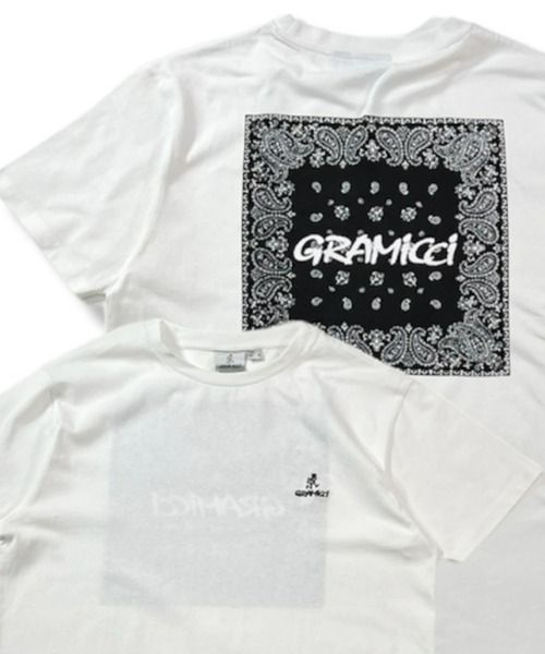 Gramicci(グラミチ)の「【ムラサスポーツ別注】GRAMICCI/グラミチ バンダナ柄 ルーズシルエット バックプリントTシャツ GMT-22S2238(Tシャツ/カットソー・メンズ・ホワイト/ブラック・M/L/XL)」の2枚目の写真
