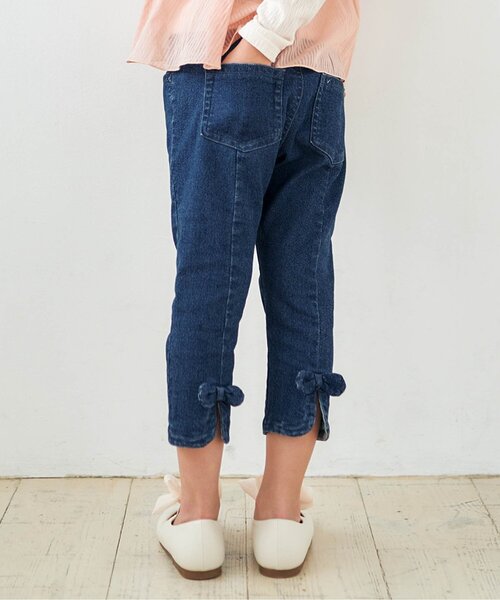 apres les cours(アプレレクール)の「裾スリットリボンパンツ 8分丈_ストレッチ(その他パンツ・キッズ・ブルー/クリーム/インディゴブルー/アイボリー/カーキ・80/90/100/110/120/130/140)」の4枚目の写真