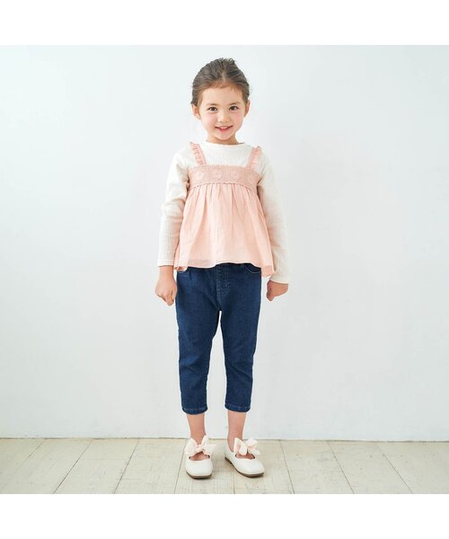 apres les cours(アプレレクール)の「裾スリットリボンパンツ 8分丈_ストレッチ(その他パンツ・キッズ・ブルー/クリーム/インディゴブルー/アイボリー/カーキ・80/90/100/110/120/130/140)」の6枚目の写真