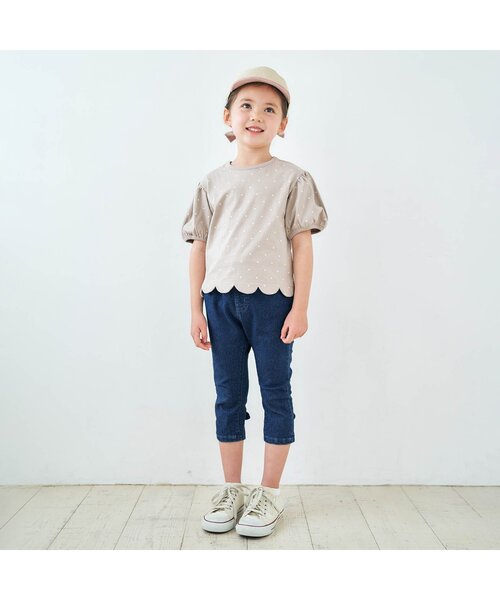 apres les cours(アプレレクール)の「裾スリットリボンパンツ 8分丈_ストレッチ(その他パンツ・キッズ・ブルー/クリーム/インディゴブルー/アイボリー/カーキ・80/90/100/110/120/130/140)」の8枚目の写真