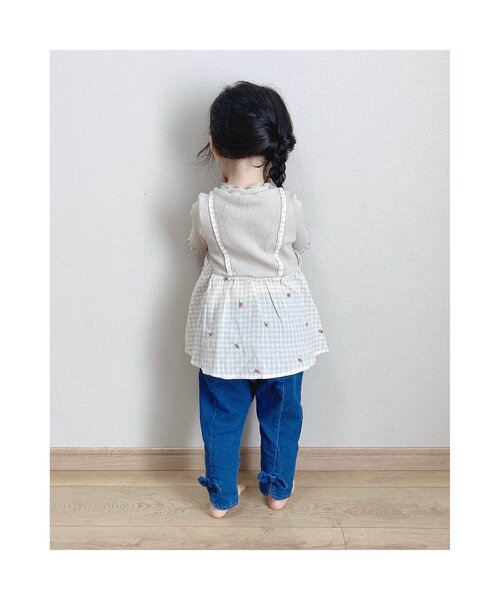 apres les cours(アプレレクール)の「裾スリットリボンパンツ 8分丈_ストレッチ(その他パンツ・キッズ・ブルー/クリーム/インディゴブルー/アイボリー/カーキ・80/90/100/110/120/130/140)」の10枚目の写真