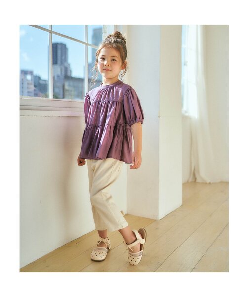 apres les cours(アプレレクール)の「裾スリットリボンパンツ 8分丈_ストレッチ(その他パンツ・キッズ・ブルー/クリーム/インディゴブルー/アイボリー/カーキ・80/90/100/110/120/130/140)」の12枚目の写真