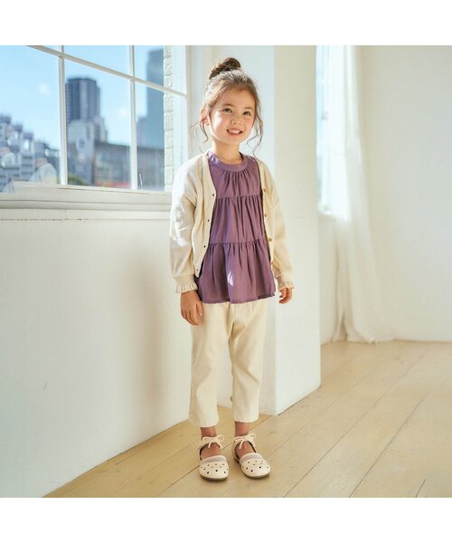 apres les cours(アプレレクール)の「裾スリットリボンパンツ 8分丈_ストレッチ(その他パンツ・キッズ・ブルー/クリーム/インディゴブルー/アイボリー/カーキ・80/90/100/110/120/130/140)」の14枚目の写真