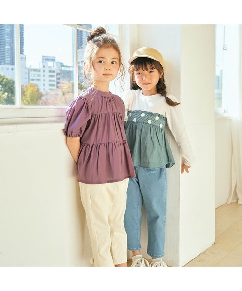 apres les cours(アプレレクール)の「裾スリットリボンパンツ 8分丈_ストレッチ(その他パンツ・キッズ・ブルー/クリーム/インディゴブルー/アイボリー/カーキ・80/90/100/110/120/130/140)」の15枚目の写真