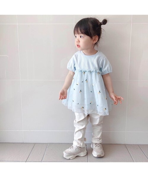 apres les cours(アプレレクール)の「裾スリットリボンパンツ 8分丈_ストレッチ(その他パンツ・キッズ・ブルー/クリーム/インディゴブルー/アイボリー/カーキ・80/90/100/110/120/130/140)」の16枚目の写真