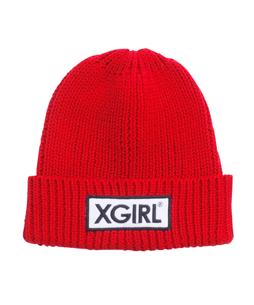 X-girl（エックスガール）の「【SEDA9月号掲載】PATCHED KNIT CAP（ニットキャップ/ビーニー・レディース・ブラック/アッシュ/レッド/イエロー/ライトブルー・ONE SIZE）」の7枚目の写真