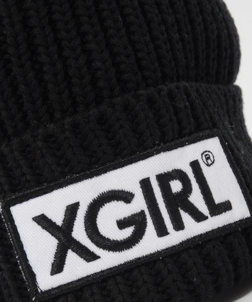 X-girl（エックスガール）の「【SEDA9月号掲載】PATCHED KNIT CAP（ニットキャップ/ビーニー・レディース・ブラック/アッシュ/レッド/イエロー/ライトブルー・ONE SIZE）」の9枚目の写真