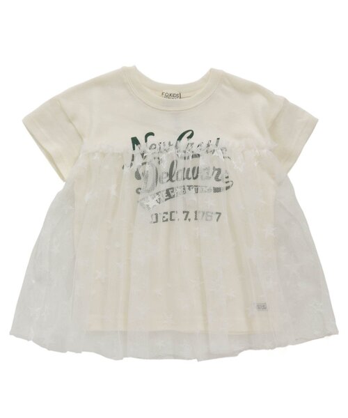F.O.KIDS(エフオーキッズ)の「プリントチュールTシャツ(Tシャツ/カットソー・キッズ・ベージュ/ミント/キナリ・80/110/130/100/120/90/140/95)」の2枚目の写真