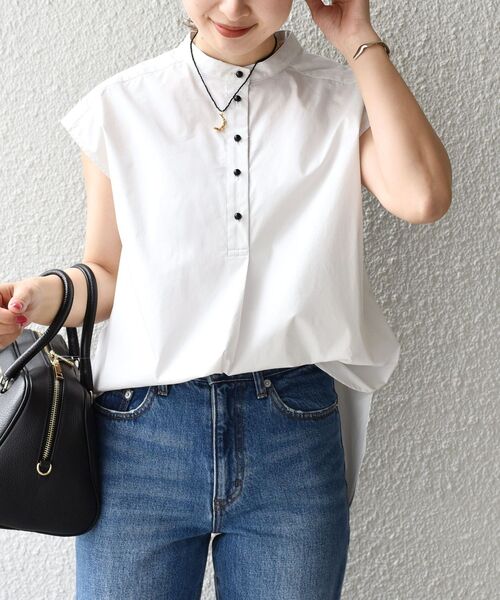 SHIPS(シップス)の「*〈手洗い可能〉ストレッチコンビネーションブラウス◇(シャツ/ブラウス・レディース・オフホワイト/ブラック/ライトグレー/ダークグレー/ネイビー・ONE SIZE)」の4枚目の写真
