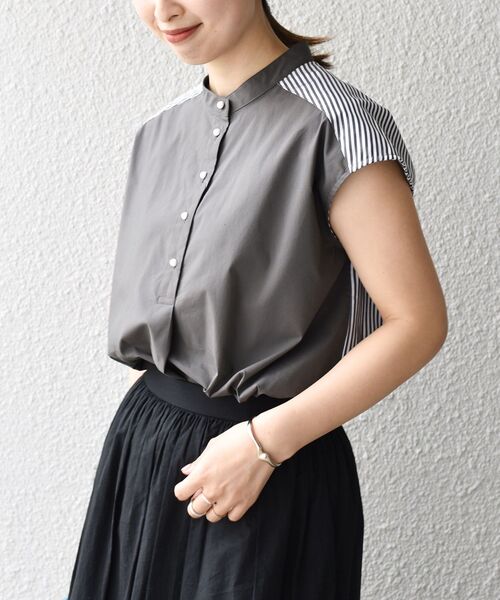 SHIPS(シップス)の「*〈手洗い可能〉ストレッチコンビネーションブラウス◇(シャツ/ブラウス・レディース・オフホワイト/ブラック/ライトグレー/ダークグレー/ネイビー・ONE SIZE)」の5枚目の写真