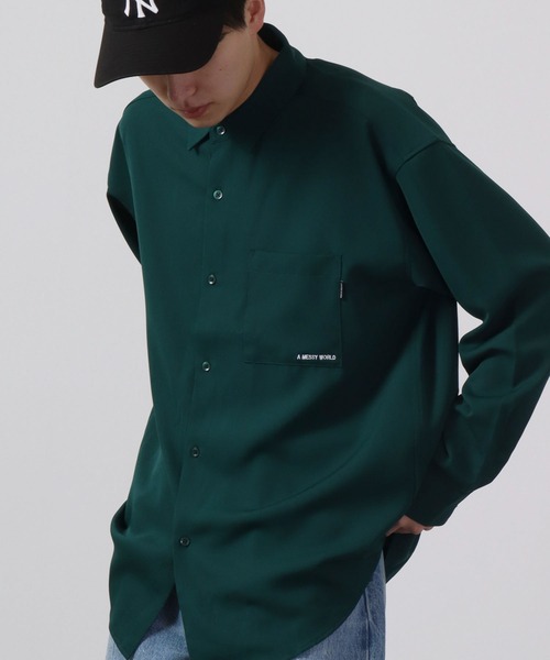 Naive magic(ナイーブマジック)の「トロミ バックプリント オーバーサイズ レギュラーカラー/クレリック シャツ(シャツ/ブラウス・メンズ・ブルー系その他/ブルー/ブラック系その他/グレイッシュベージュ/ブラック/グレー系その他/ホワイト系その他/チャコールグレー/グリーン/グリーン系その他/ホワイト/ベージュ系その他・M/L)」の10枚目の写真