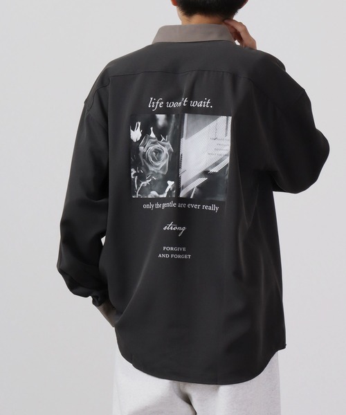 Naive magic(ナイーブマジック)の「トロミ バックプリント オーバーサイズ レギュラーカラー/クレリック シャツ(シャツ/ブラウス・メンズ・ブルー系その他/ブルー/ブラック系その他/グレイッシュベージュ/ブラック/グレー系その他/ホワイト系その他/チャコールグレー/グリーン/グリーン系その他/ホワイト/ベージュ系その他・M/L)」の18枚目の写真