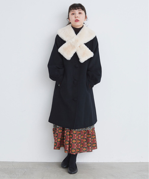 Dot&Stripes CHILD WOMAN(ドットアンドストライプス チャイルドウーマン)の「☆フェイクファー 3角付け衿マフラー(マフラー・レディース・カーキ/ピンク/アイボリー・FREE)」の7枚目の写真