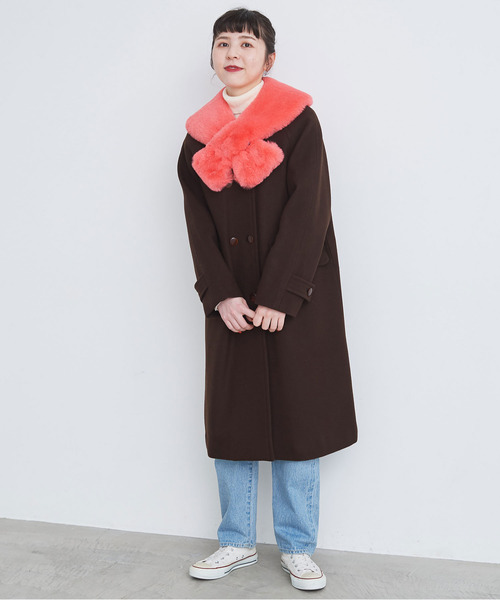 Dot&Stripes CHILD WOMAN(ドットアンドストライプス チャイルドウーマン)の「☆フェイクファー 3角付け衿マフラー(マフラー・レディース・カーキ/ピンク/アイボリー・FREE)」の11枚目の写真