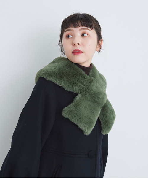 Dot&Stripes CHILD WOMAN(ドットアンドストライプス チャイルドウーマン)の「☆フェイクファー 3角付け衿マフラー(マフラー・レディース・カーキ/ピンク/アイボリー・FREE)」の13枚目の写真