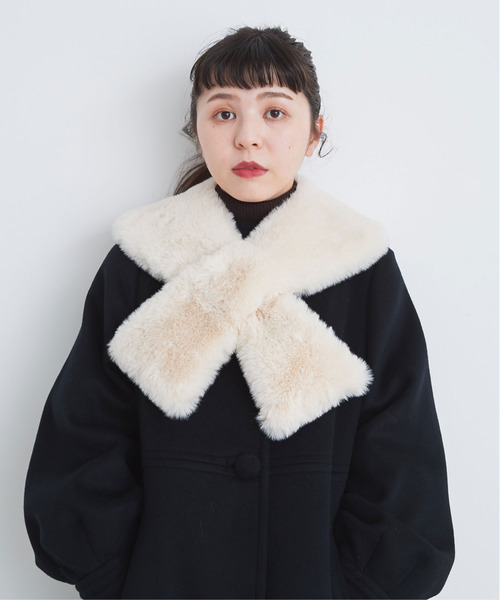 Dot&Stripes CHILD WOMAN(ドットアンドストライプス チャイルドウーマン)の「☆フェイクファー 3角付け衿マフラー(マフラー・レディース・カーキ/ピンク/アイボリー・FREE)」の5枚目の写真