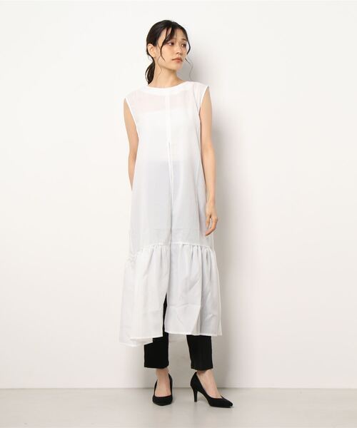 PUAL CE CIN（ピュアルセシン）の「【WEB限定】麻タッチ２WAYスリットワンピース（ワンピース・レディース・ブラック/オフホワイト・FREE）」の15枚目の写真