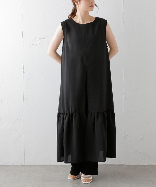 PUAL CE CIN（ピュアルセシン）の「【WEB限定】麻タッチ２WAYスリットワンピース（ワンピース・レディース・ブラック/オフホワイト・FREE）」の11枚目の写真