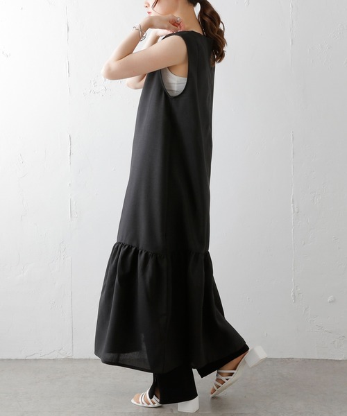 PUAL CE CIN（ピュアルセシン）の「【WEB限定】麻タッチ２WAYスリットワンピース（ワンピース・レディース・ブラック/オフホワイト・FREE）」の19枚目の写真