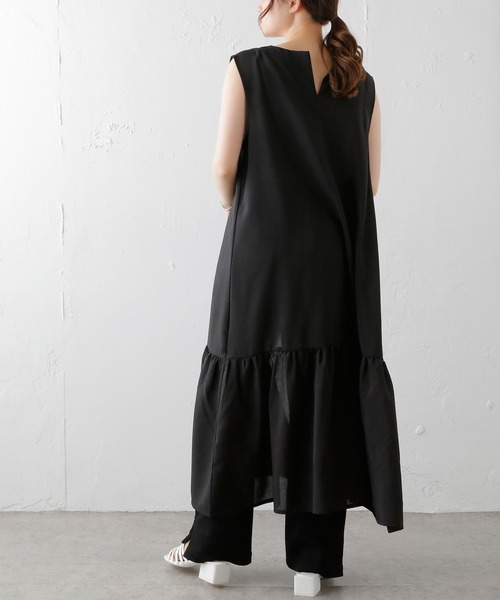 PUAL CE CIN（ピュアルセシン）の「【WEB限定】麻タッチ２WAYスリットワンピース（ワンピース・レディース・ブラック/オフホワイト・FREE）」の7枚目の写真
