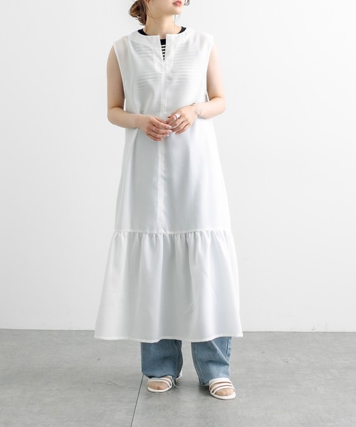 PUAL CE CIN（ピュアルセシン）の「【WEB限定】麻タッチ２WAYスリットワンピース（ワンピース・レディース・ブラック/オフホワイト・FREE）」の16枚目の写真