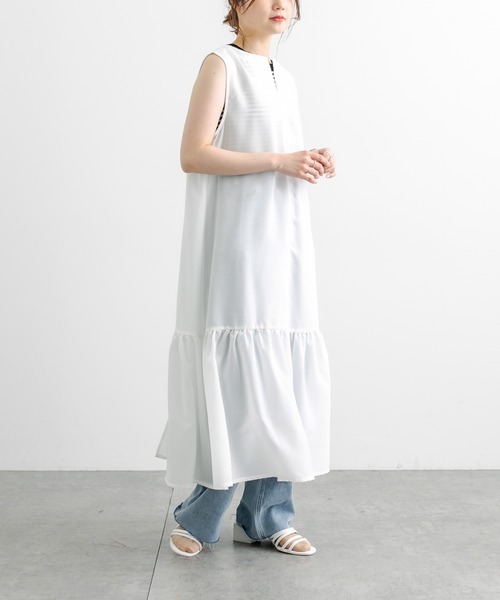 PUAL CE CIN（ピュアルセシン）の「【WEB限定】麻タッチ２WAYスリットワンピース（ワンピース・レディース・ブラック/オフホワイト・FREE）」の13枚目の写真