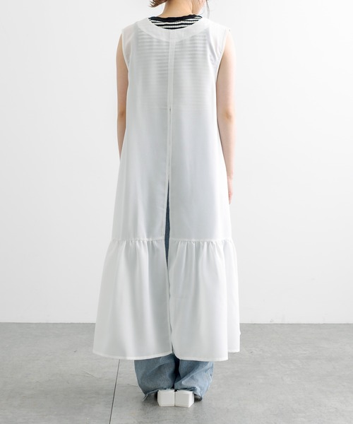 PUAL CE CIN（ピュアルセシン）の「【WEB限定】麻タッチ２WAYスリットワンピース（ワンピース・レディース・ブラック/オフホワイト・FREE）」の6枚目の写真