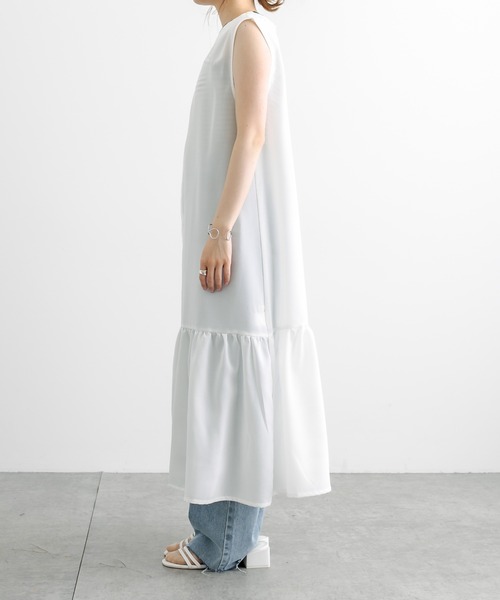 PUAL CE CIN（ピュアルセシン）の「【WEB限定】麻タッチ２WAYスリットワンピース（ワンピース・レディース・ブラック/オフホワイト・FREE）」の3枚目の写真