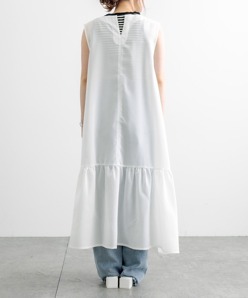 PUAL CE CIN（ピュアルセシン）の「【WEB限定】麻タッチ２WAYスリットワンピース（ワンピース・レディース・ブラック/オフホワイト・FREE）」の17枚目の写真